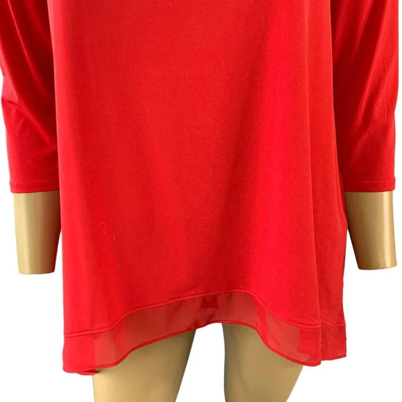 Chico's Casual Jersey Tops Blouse Women Size M Red Pullover Metal Keyhole Neck - Picture 5 of 16